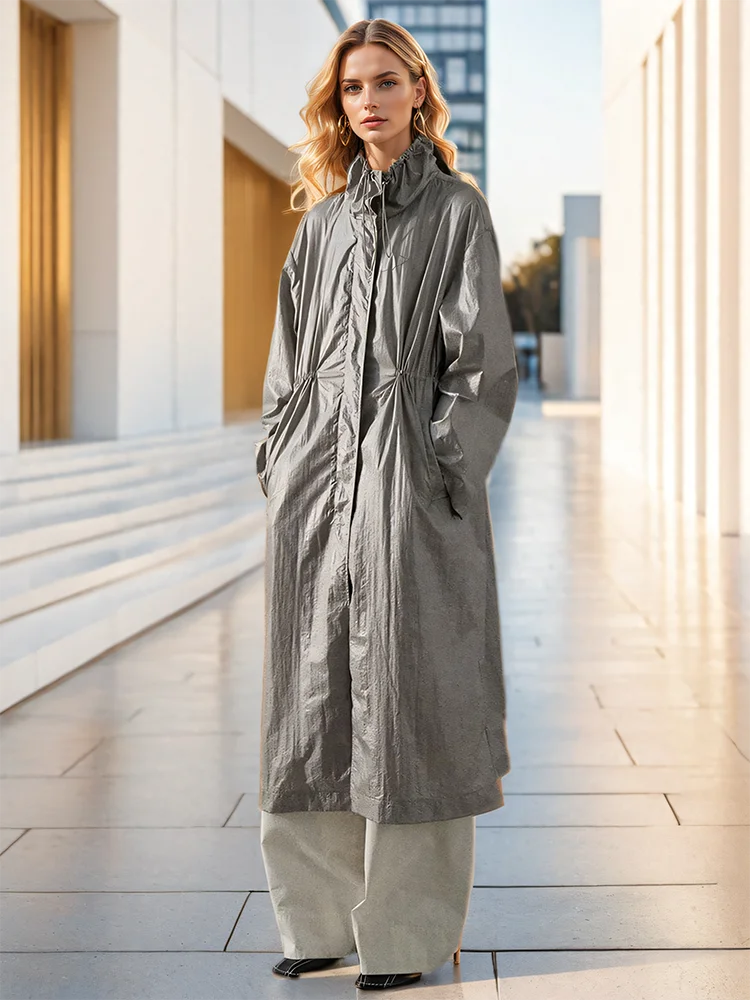 Женский непромокаемый Тренч на пуговицах DEAT ветровка до середины икры из