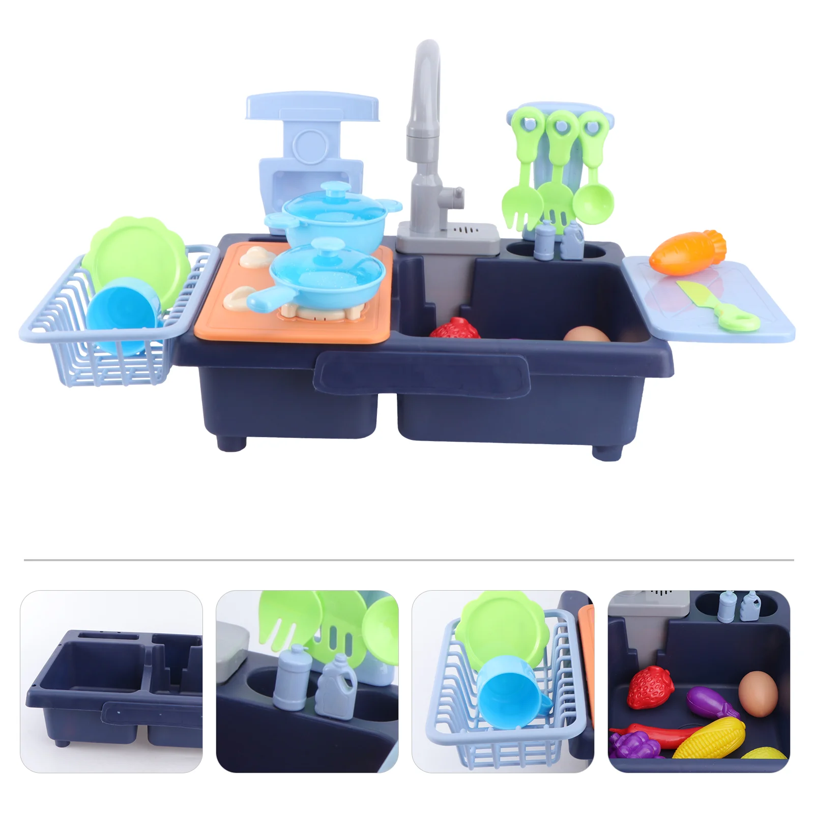 

1 Set of Creative Educational Plaything Electric Circulation Wash Basin Blue