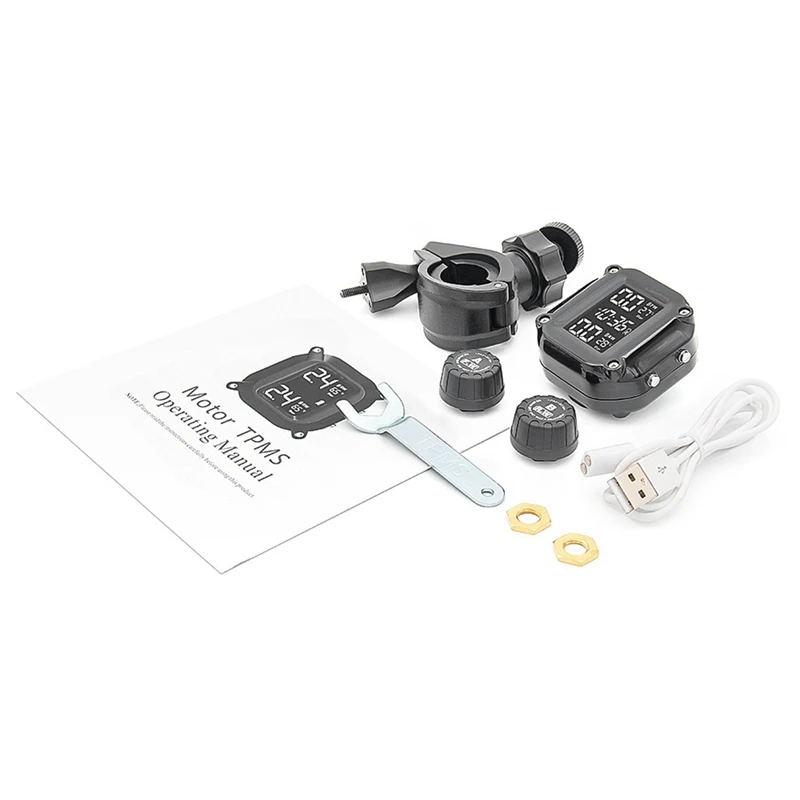 

Motorcycle TPMS Motos Tire Pressure Monitoring System Motor Tyre Temperature Alarm With 2 External Sensors