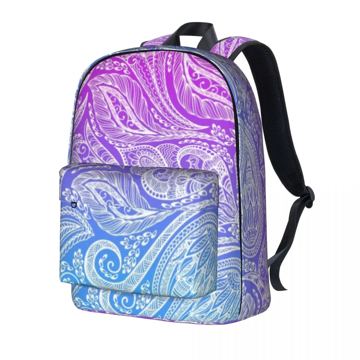 

Рюкзак с эффектом омбре от розового до синего цветов, Белый Дорожный ранец с пейсли-рисунком, красочные эстетичные школьные портфели в стил...