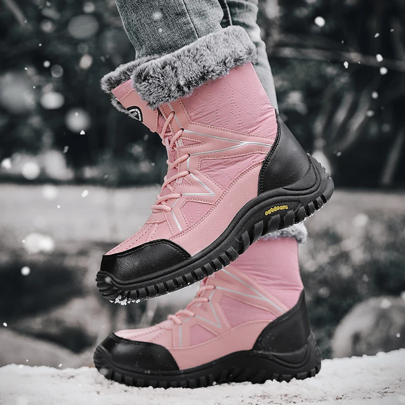 Women Boots High Quality Non-slip Waterproof Winter Woman Snow Boots Keep Warm Plush Ankle Boots for Women Goth Shoes