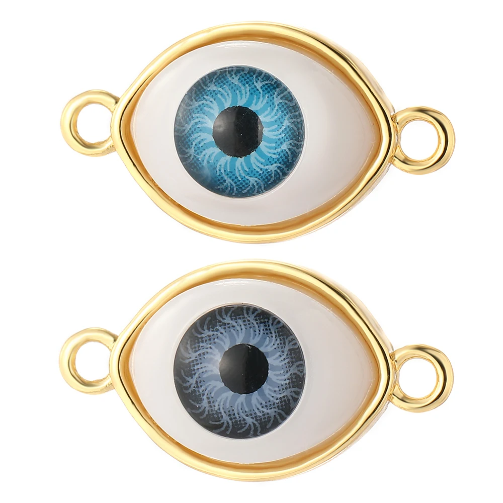 

Evil Blue Eye Turkish Greek Eye Connectors Gold Goth Accessories Diy Necklace Bracelet Enamel Charms for Jewelry Making Supplies