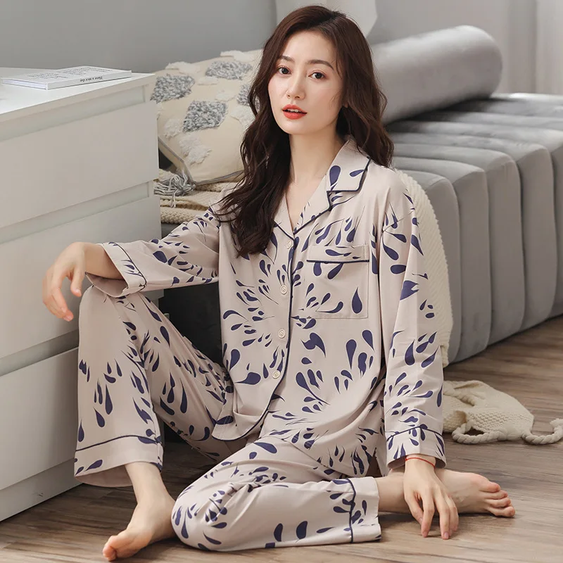 Pickbird Women's Pajamas Set 100% Cotton Button-up Sleepwear Lightweight Pjs Soft Long Sleeve Casual Loose Loungewear