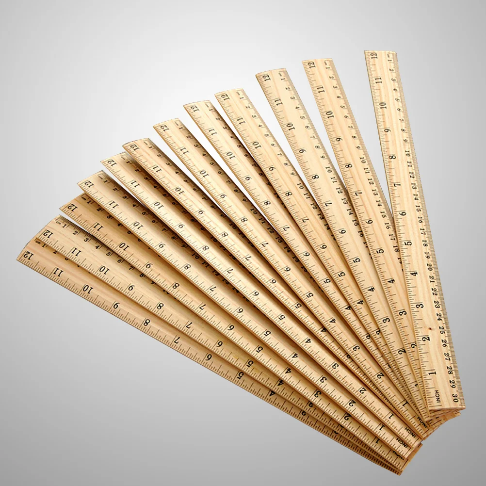 

30pcs Wooden Measuring Stick Double Scale Measuring Ruler for Home School Classroom Office (30cm)