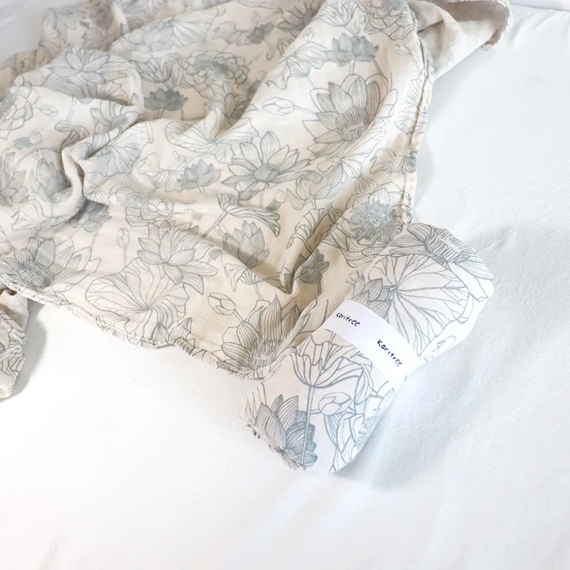 

Flower Print Cotton Muslin Swaddle Wrap Newborn Infant Girls Boys Bedding Sleeping Receving Blanket Accessory Baby Blankets