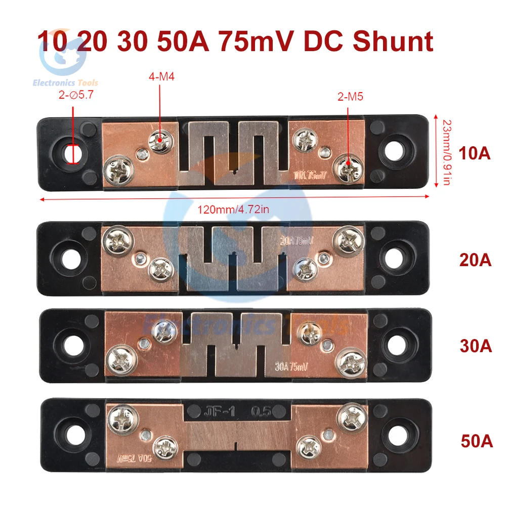 Фото JF-01 10A 20A 30A 50A 75MV Шунт амперметра постоянного тока ± 0,5 класса Шунтовый резистор для измерения тока постоянного тока для измерительного прибора амперметра №1