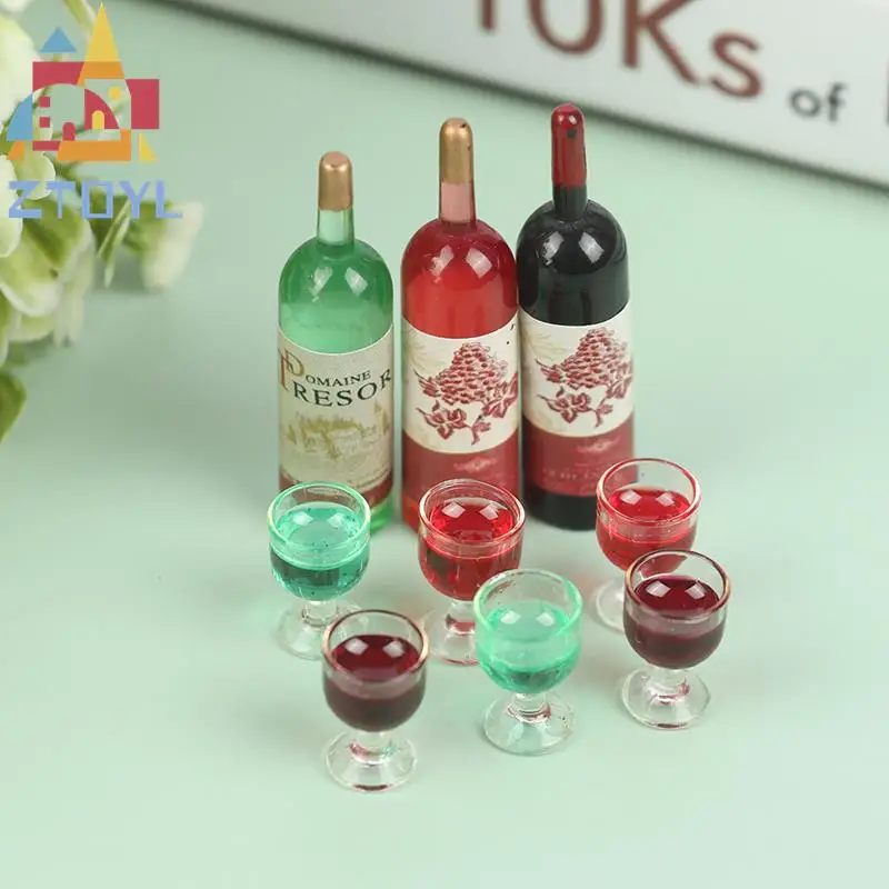 

Миниатюрные аксессуары для кукольного домика 3 шт./компл. 1/12, имитация винной бутылки, модель бокала для вина, игрушки для декора кукольного домика