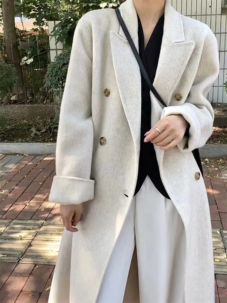 LANMREM двустороннее кашемировое пальто для женщин 2024 осень зима новые корейские
