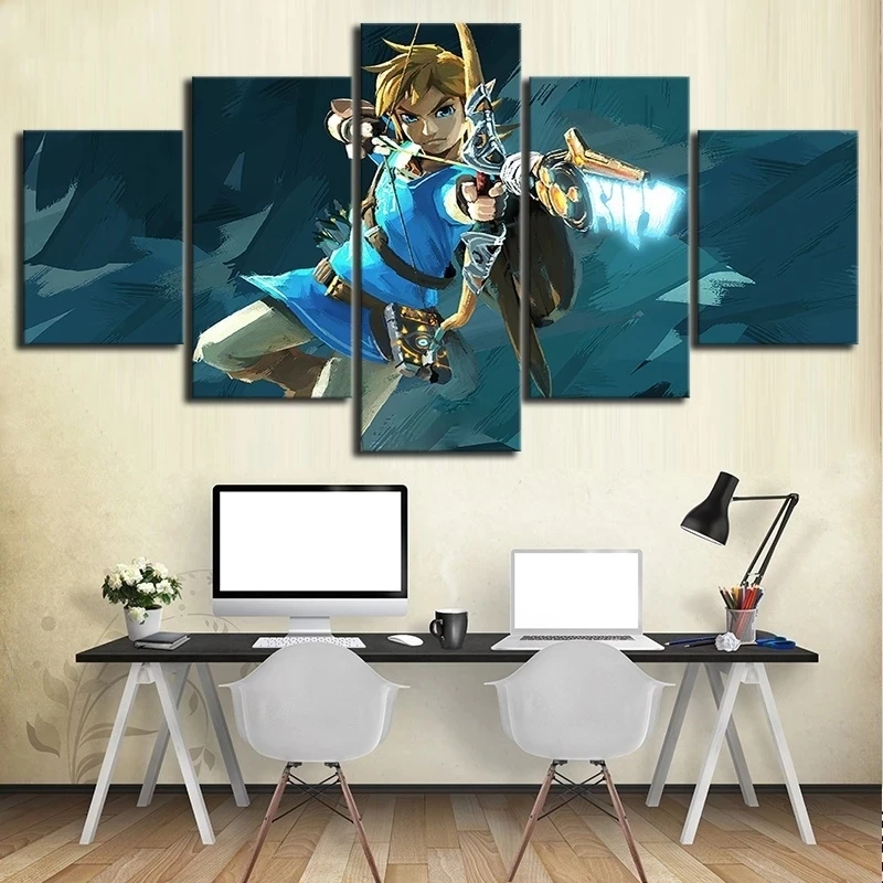 

Canvas 5 Pcs Paintings Wall Artwork The Legend of Zelda Home Decoration Poster HD Prints Modular Pictures Living Room Framework