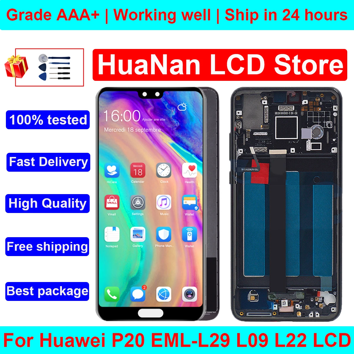 

5.8" Original With Fingerprint Display For Huawei P20 EML-L29 EML-L09 EML-L22 p20 LCD with 10 Touches Screen Digitizer Assembly
