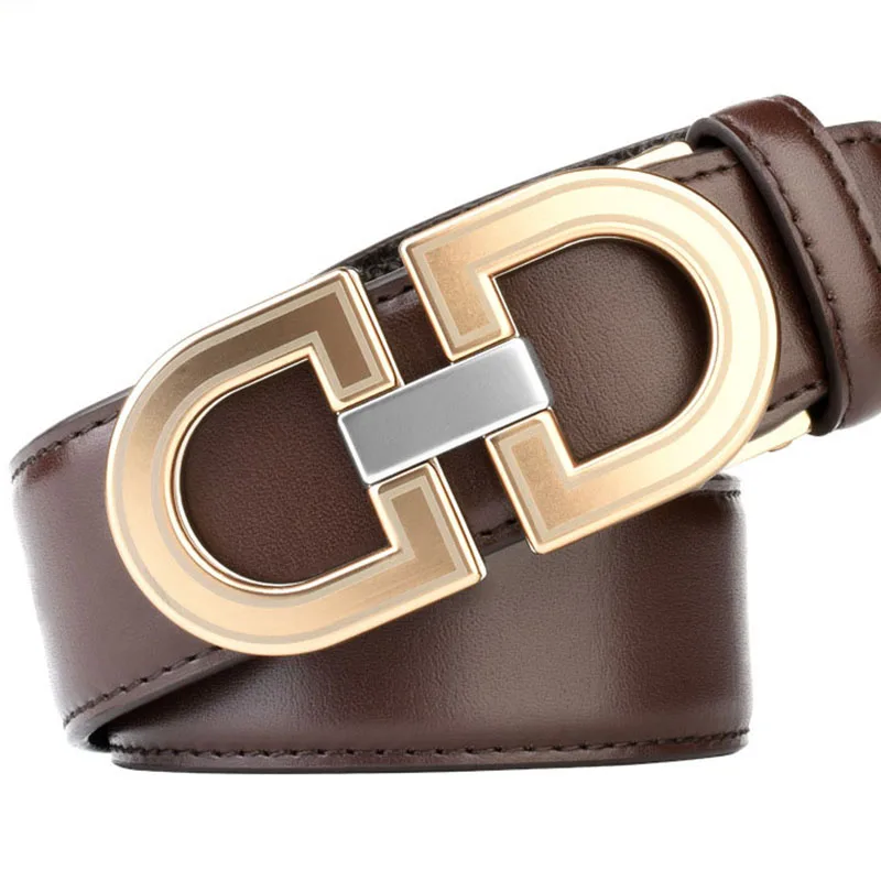 Ремень мужской из воловьей кожи Модный благородный пояс с черной текстурой