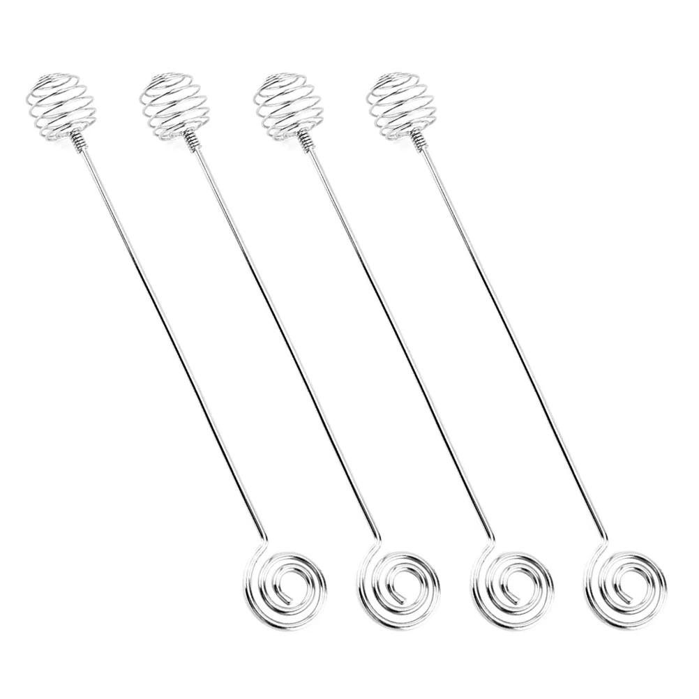 

4pcs Stainless Steel Swizzle Sticks Honey Dipper Mixing Spoon Spherical Stir Stick for Coffee Milk