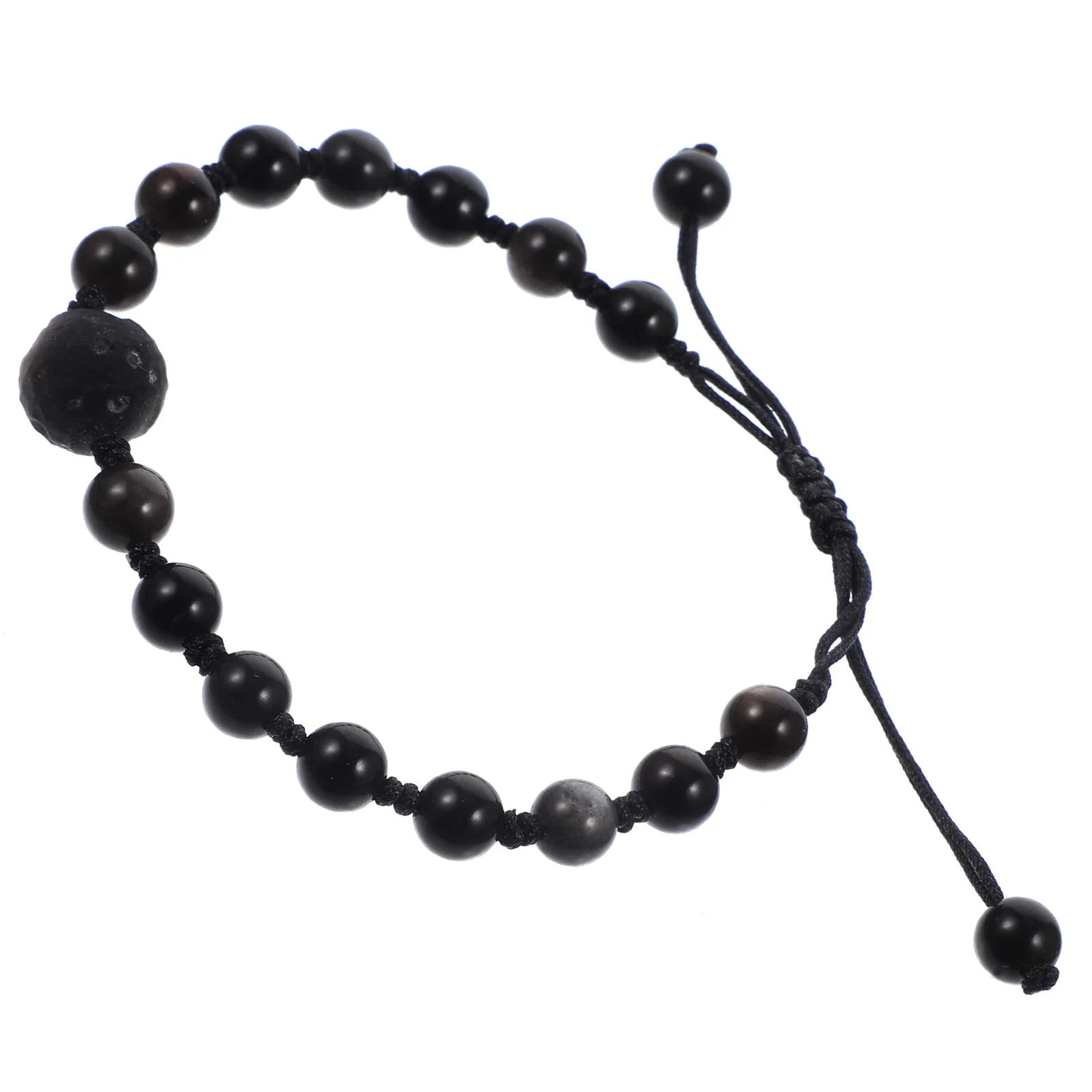 

Jewelry Female Bracelets Stone Beaded Obsidian Portable Wrist Women Decorative Beads Chakra Man Men's