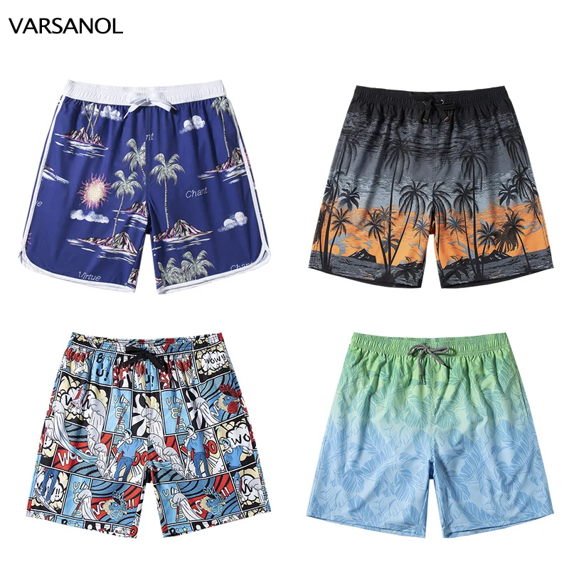

VARSANOL Beach Power Shorts Men Women Summer Casual Classic Gym Workout Mesh Men's Shorts One Layer Print Shorts Fashion Design