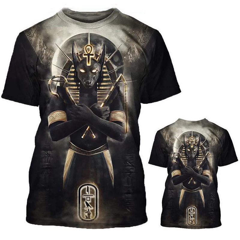 

Summer Retro Style T Shirt For Men Fashion Egyptian Pharaoh Print Short Sleeve Tee Shirts Quick Dry Men's Crew Neck Loose Tops