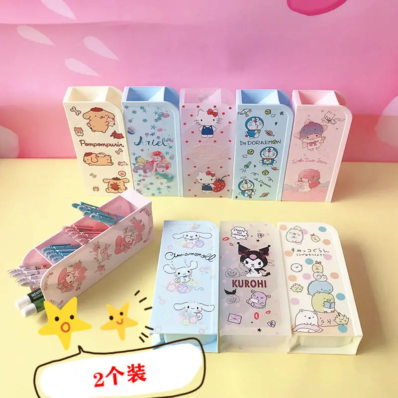 

Наклонный Держатель для ручек Hello Kitty, милый мультяшный держатель для ручек, вместительный Настольный органайзер для ручек для студентов, ко...