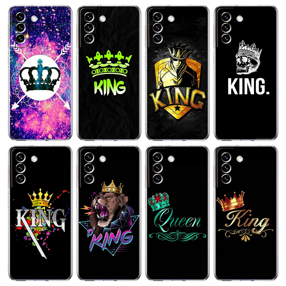 

Cartoon Crown King And Queen Phone Case Cover for Samsung Galaxy S22 S21 S20 Ultra S21 S20 FE S22 S21 S20 S10 S9 Soft Shell Bag