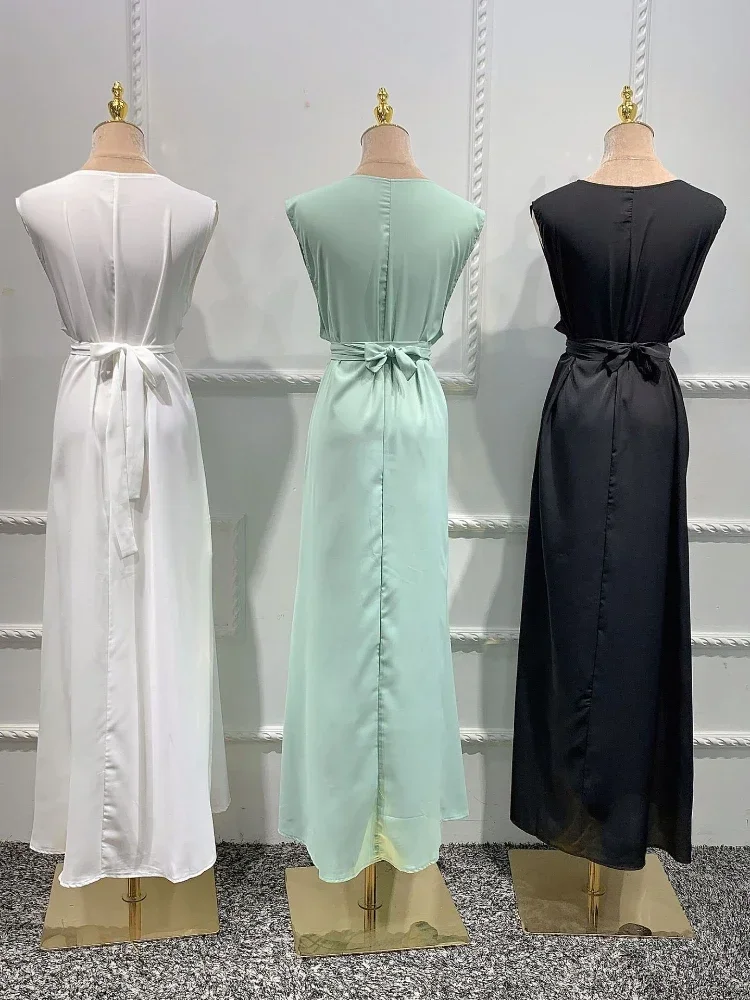 Под платьем Абая белая исламская одежда однотонные платья без рукавов