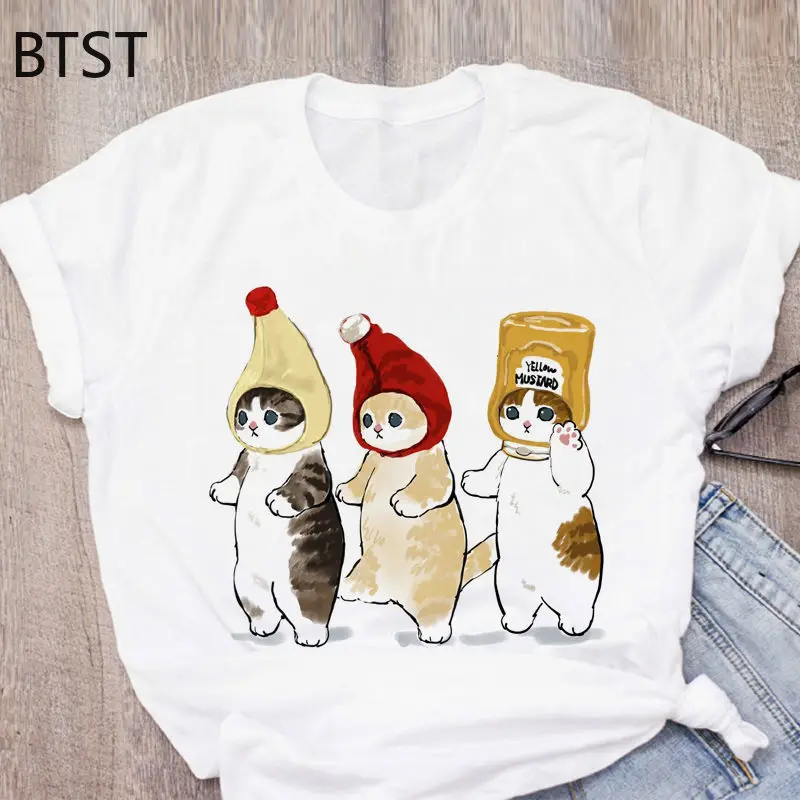 

Women T-shirt Cute Cat Funny Cartoon T-shirt Harajuku Graphic Ulzzang T-shirt 90s Print T-shirt Fashion Aesthetic Top Tee Female