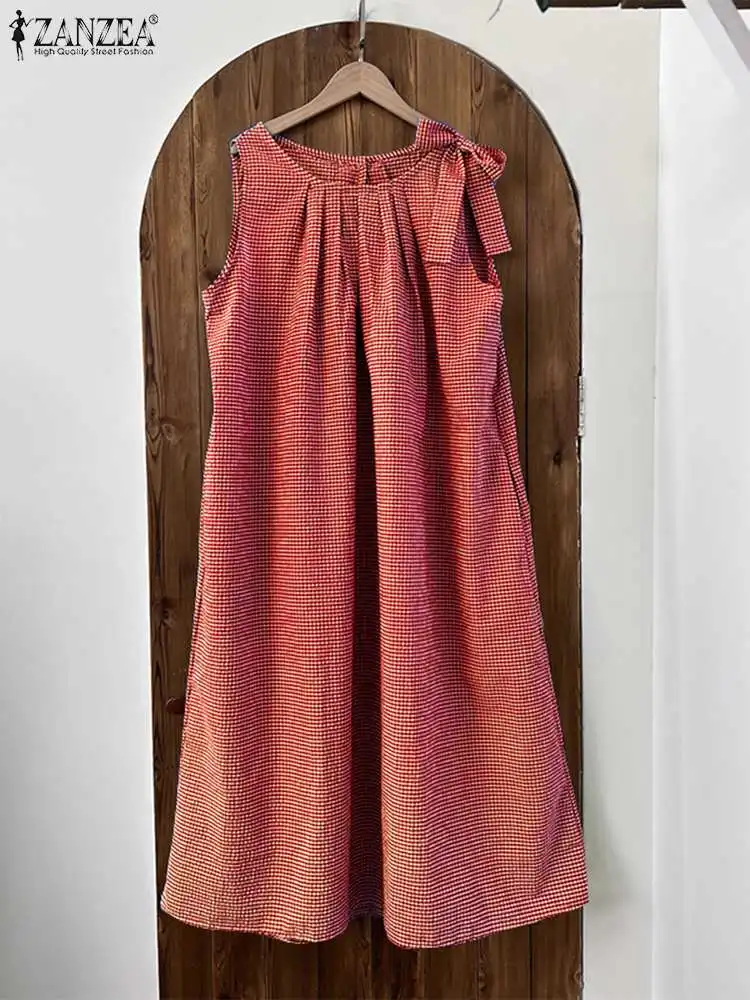 ZANZEA корейское короткое платье с зигзагообразным принтом лето 2024 повседневный