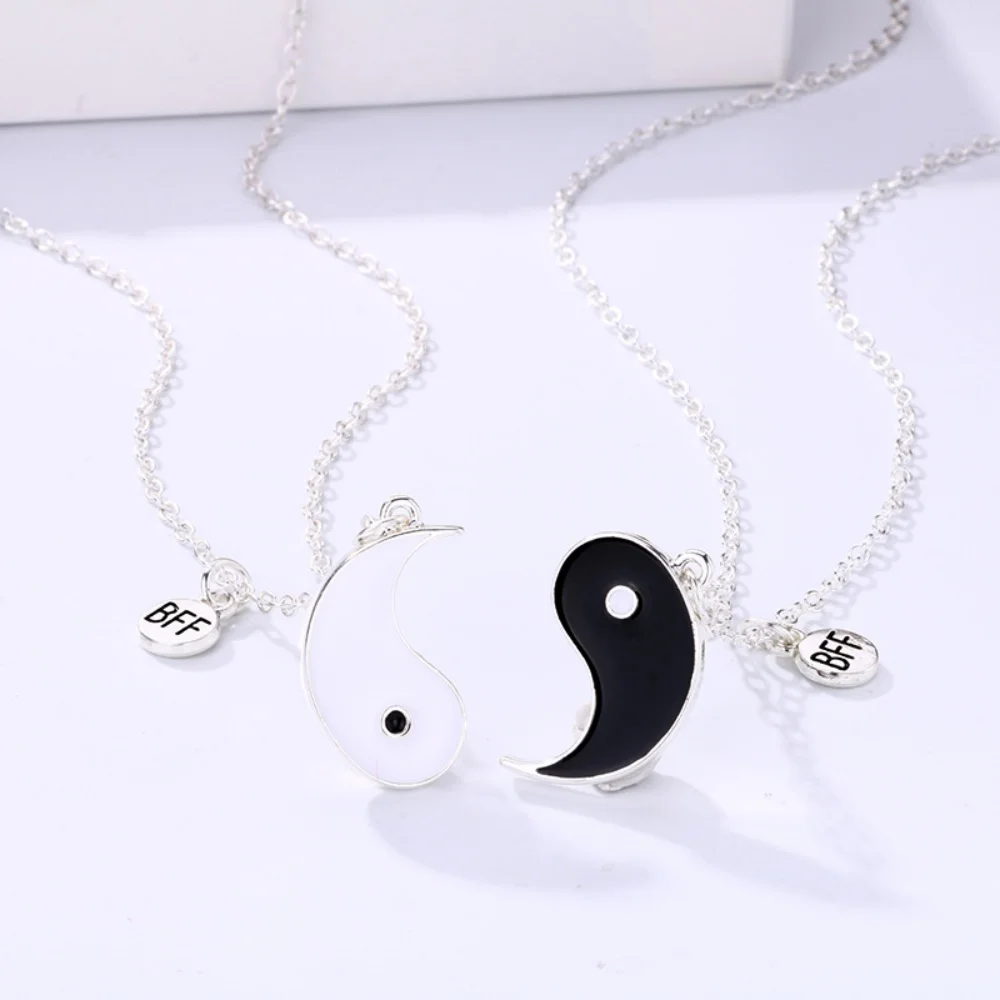 Фото 2Pcs/set Best Friend Taichi Magnetic Pendant Necklaces Retro Couples Friendship Adjustable Geometric Jewelry Accessories Gift №4