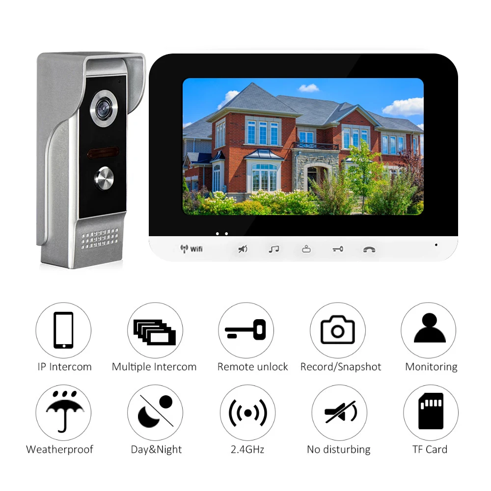 Wifi Video Doorphone Intercom System IOS/Android Smart Mobile Phone App Remote Control/Access Control Power Supply/Electric Lock