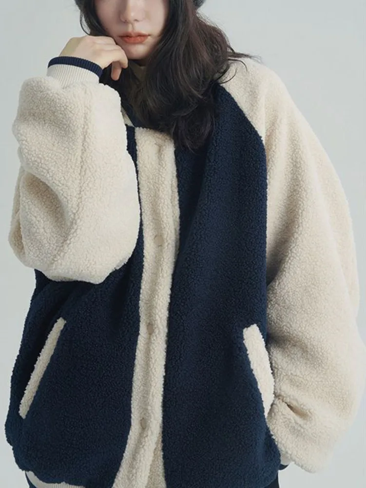 

Куртка женская утепленная с длинным рукавом, пэчворк, в Корейском стиле, мешковатая уличная одежда в стиле Харадзюку, весна-зима