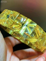 natural gold rutilated quartz flower bracelet 17 6x9 4x6 5mm titanium woman bangle cat eye clear rectangle beads aaaaaa