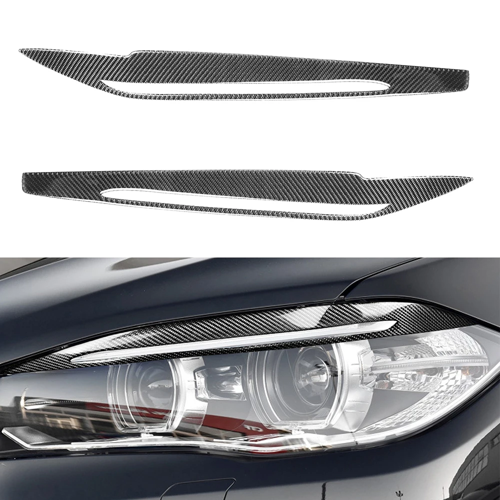 

For BMW F15 F16 X5 X6 2014-2018 Carbon Fiber Headlight Eyebrows Eyelids Cover Trim Sticker Car Styling Accessories