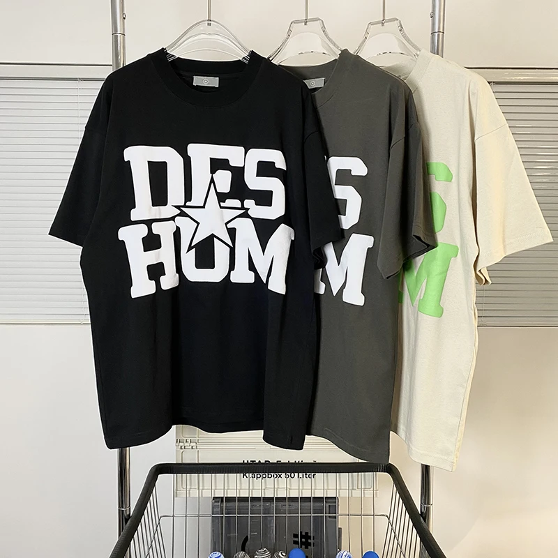 

2022ss Puff Print Fashion T-Shirt Men High Quality Pentagram Women Vintage Shirts Graphic Tees Men Streetwear Mens Clothing