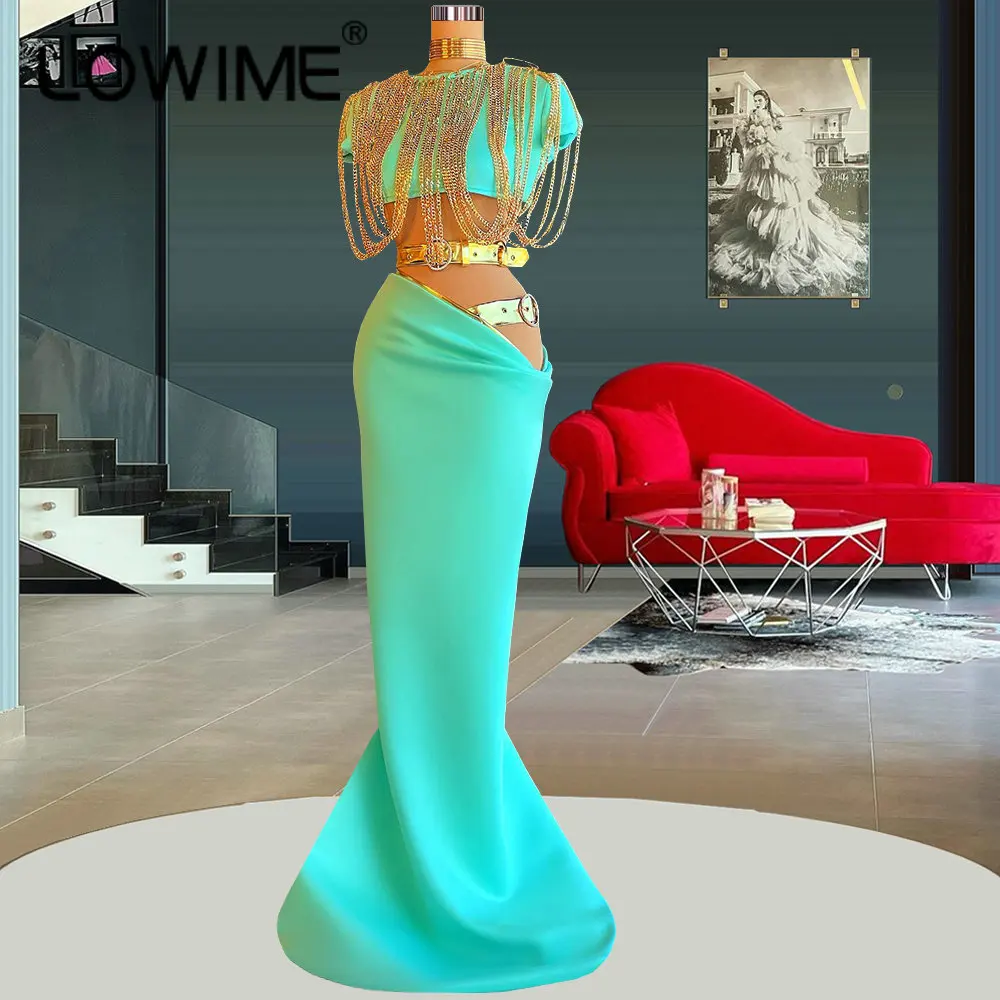 

Модные Зеленые и золотые вечерние платья с цепочкой 2022, сексуальное длинное вечернее платье-Русалка для женщин, черные платья на выпускной