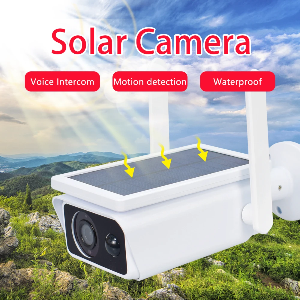 

2MP 1080P IP Cameras Battery Powered 2.5W Waterproof WiFi Solar Camera Infrared Night Vision Security Camera PIR Human Detection