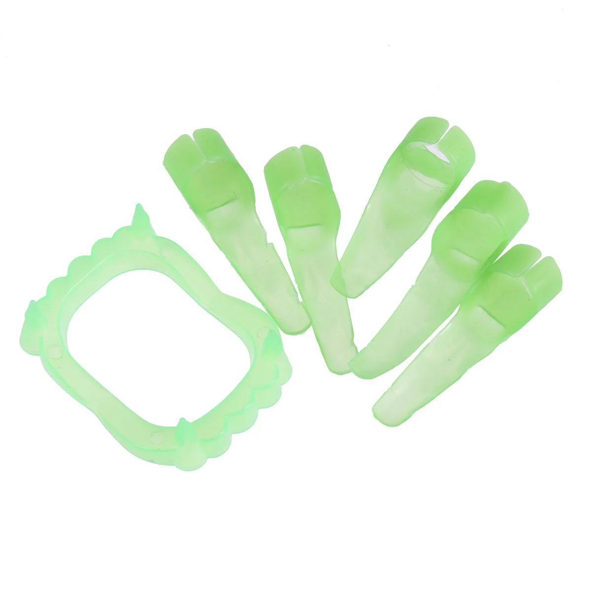 

12pcs Glow In The Dark False Teeth Luminous Glow in The Dark Finger Nails False Costume Accessories Prop Nails for Decor