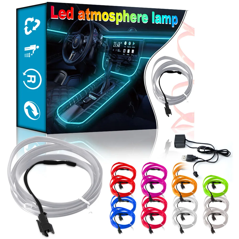 

Car USB Atmosphere Lights Car Interior Accessories for Ford Econoline/Club Wagon Focus 2 3 Fiesta Mondeo Ranger Fusion Explorer
