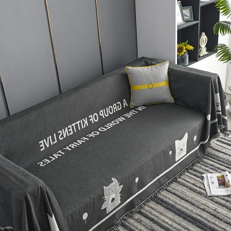 

Nordic Modern Art Sofa Towel All-purpose Simple Sofa Cover Cloth Double-sided Sofa Cover Blanket Anti-cat Scratching Couch Cover