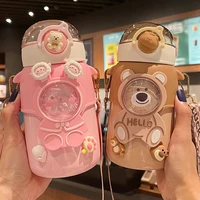 kawaii bear stainless steel thermos bottle 600ml insulated water coffee tea beer strawtumbler travel thermal cup for girl kids