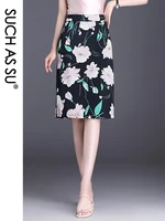 high quality autumn summer spring white red print ladies office work pencil skirt s 3xl mid length slit occupation skirt female