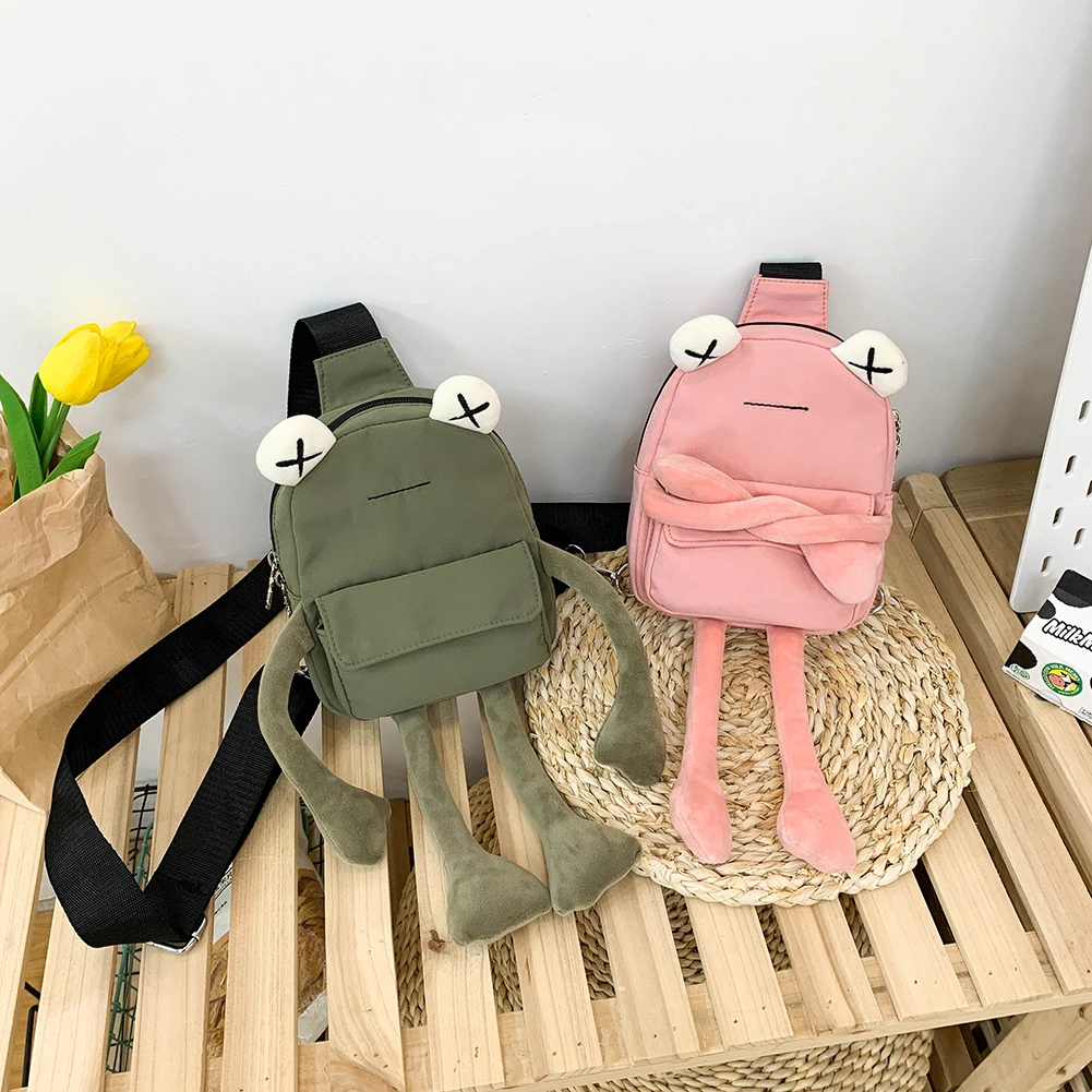 

Nylon Women Chest Bag Funny Crossbody Bags Shopping Shoulder Bags Lady Handbags Small Cartoon Cute Frog Bags Girls Travel Purse