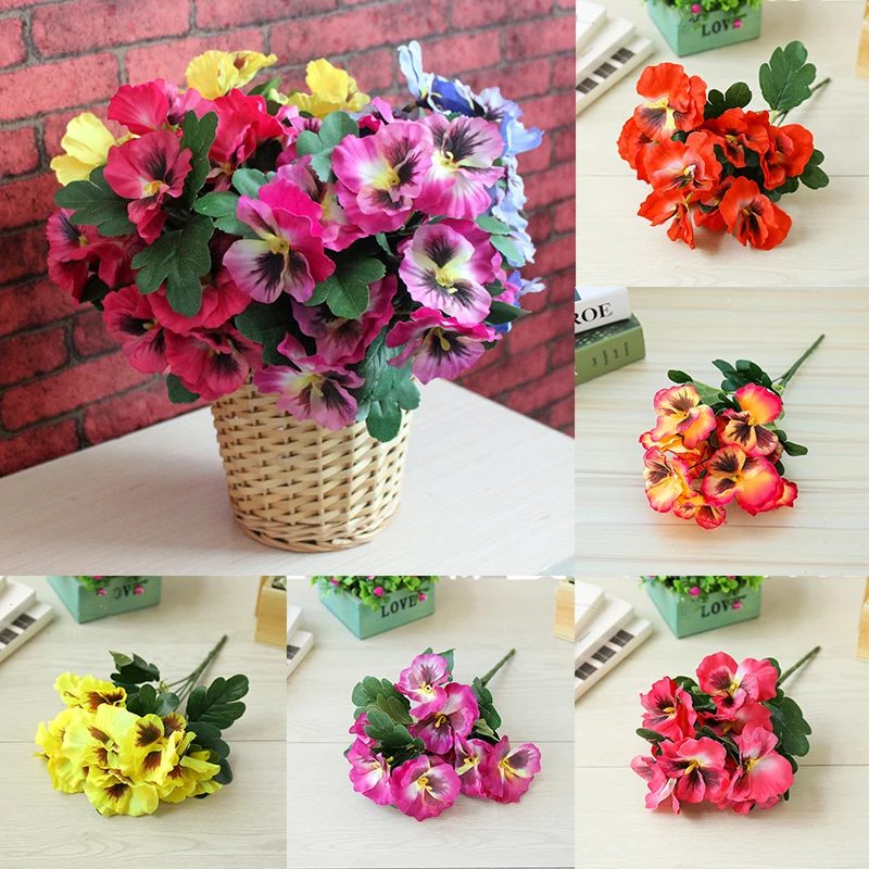 

Artificial Flower Butterfly Orchid Pansy Flowers 10 Heads Fake Flower Bouquet Christmas Home Decor Outdoor Wedding Decoration