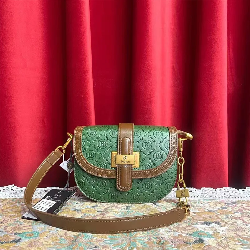 Luxurious Wizard Of Oz Contrast Saddle Handbag Leather Women's Bag 2023 New Chain Purse Single Shoulder Satchels Sac