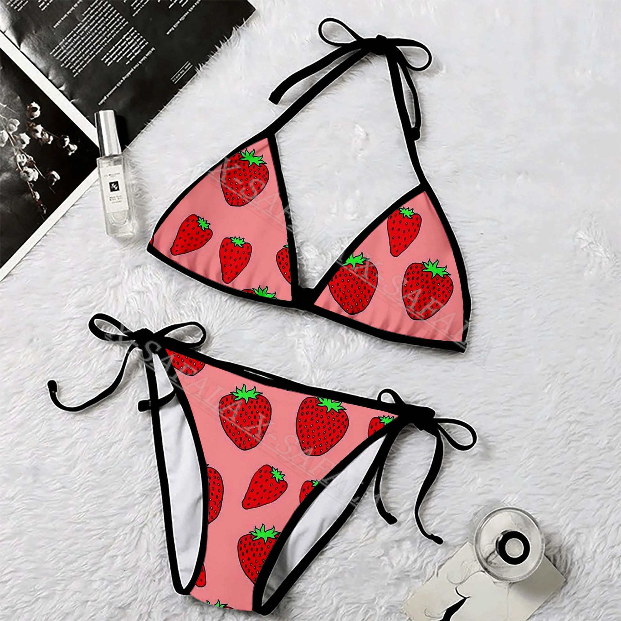 

Fruit Lemon Fresh Strawberry Art Artistic 3D Print Women Micro Bikini Summer Beachwear Mankini Cute Sexy Beach Bathing Suit-2