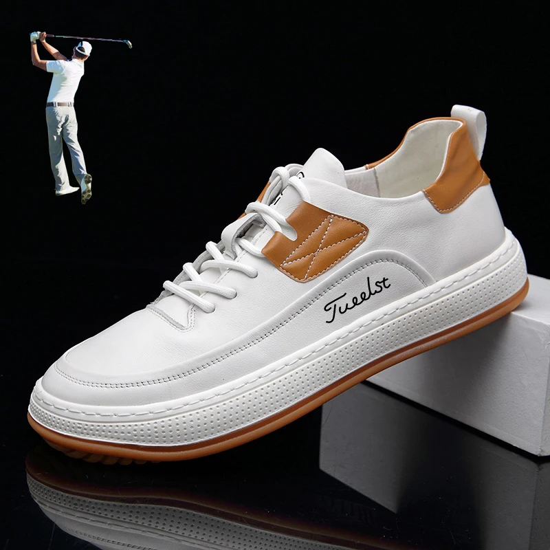 

New Professional Golf Shoes Spikless Men Genuine Leather Golf Sneakers Outdoor Light Weight Walking Sneakers Mens Footwears