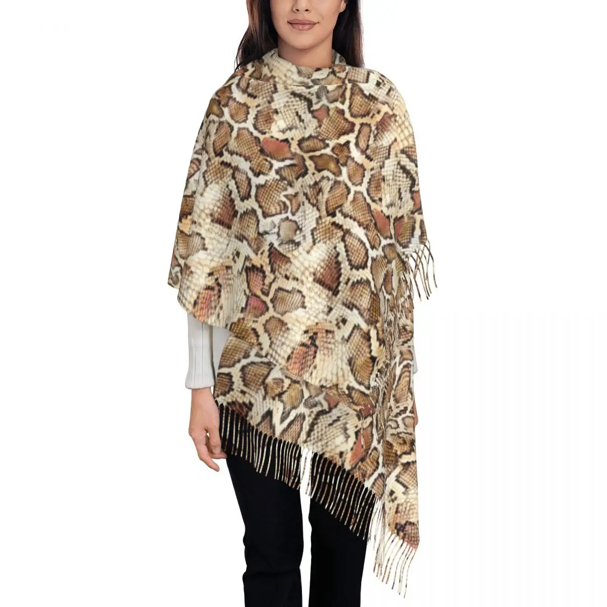 Теплый мягкий шарф зимние шали с абстрактным принтом и накидка из змеиной кожи