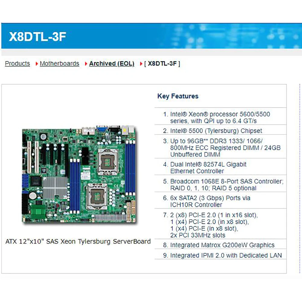 Семейная материнская плата для супермикро сервера процессор Xeon 5600/5500 серии SATA2