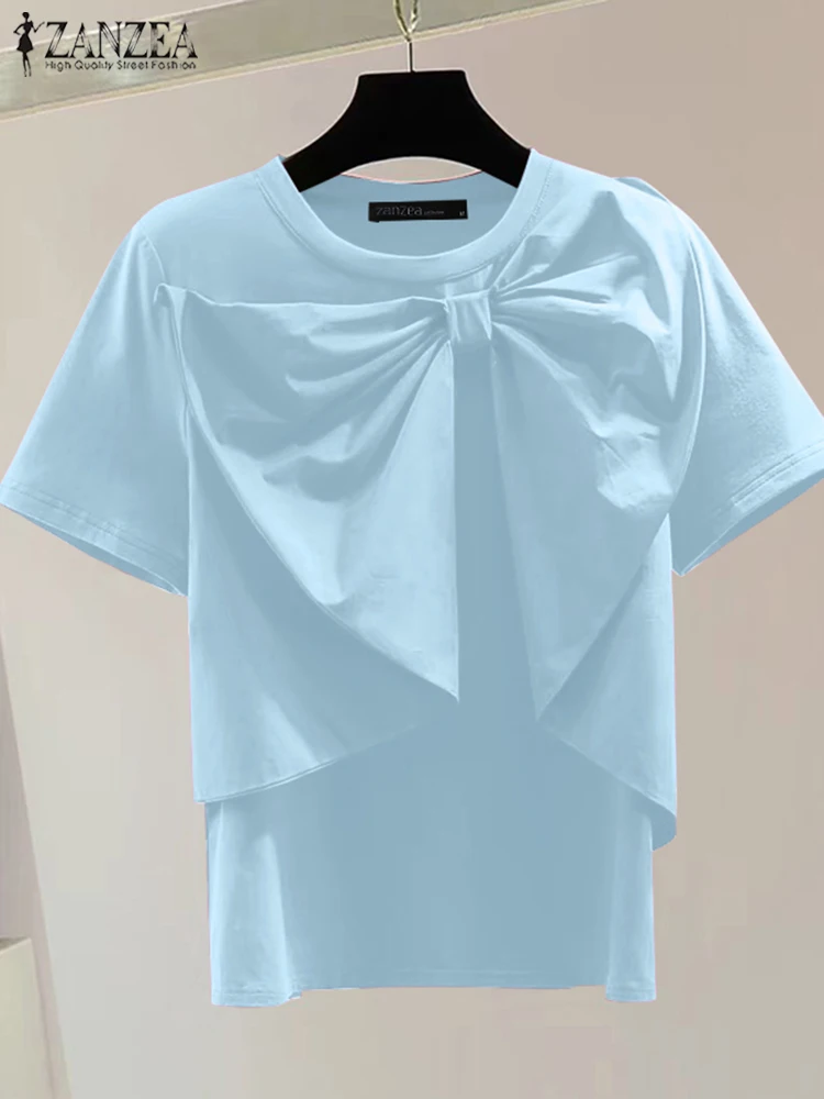 Женская летняя Свободная блузка с круглым вырезом