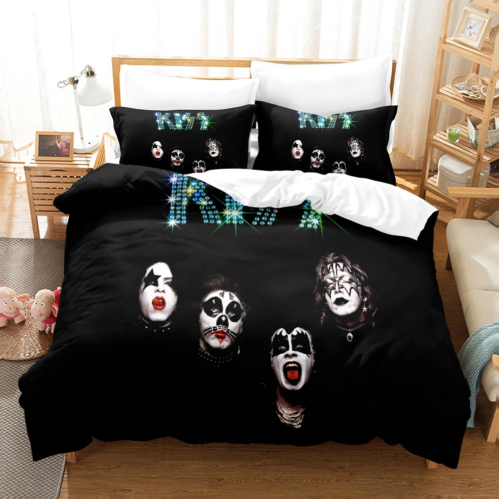 

Kiss Band Bedding Set Rock Band Bed Linen Single Double Size For Boys Girls Adults Home Decor Singer Clown Duvet Cover Set