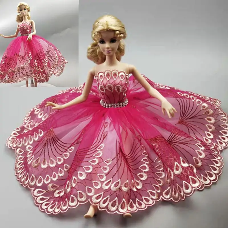 

1/6 Hot Pink Ballet Dress For Barbie For Barbie Doll Clothes Princess Outfits 3-layer skirt 30cm Dolls Accessories Gown Kids Toy