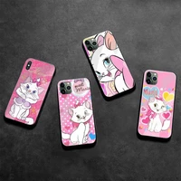 the aristocats pink marie cat phone case tempered glass for iphone 13 12 mini 11 pro xr xs max 8 x 7 plus se 2020 cover