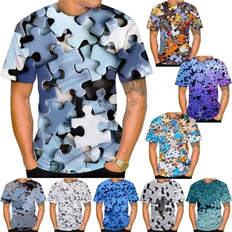 Футболки с 3d принтом головоломки и графикой для мужчин женщин повседневные