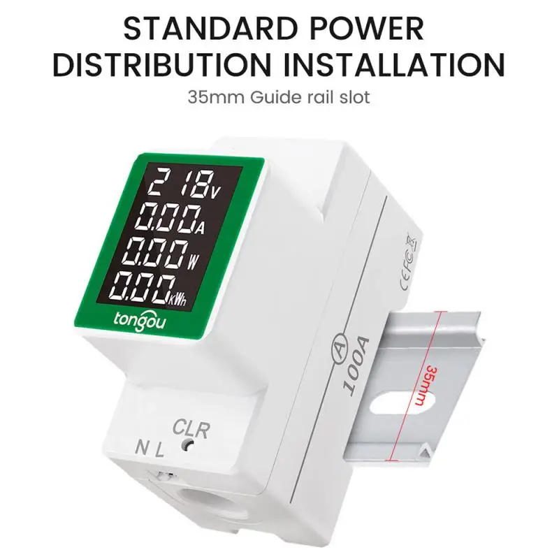 

For TONGOU Din Rail Wattmeter Voltmeter Ammeter Power Meter AC50-300V Volt Amp Power Factor Energy Voltage Current Monitor